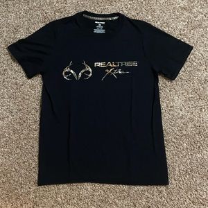 RealTree Buck Horn Logo Camo/Black T-Shirt (Medium)